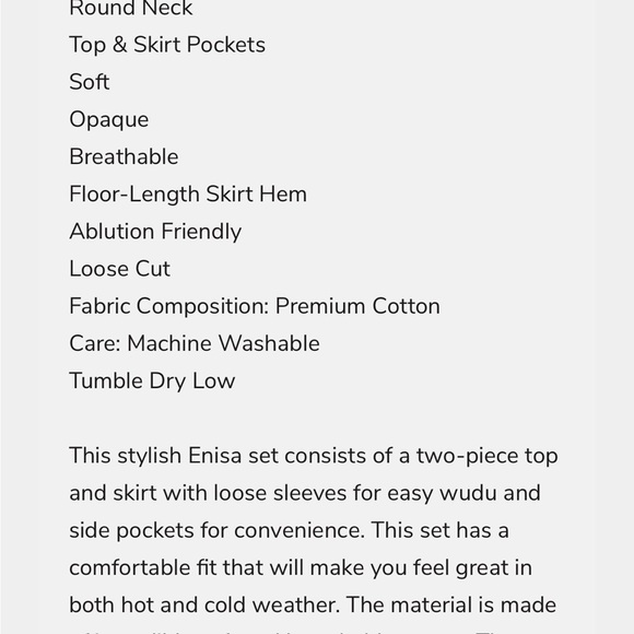 Muslim premium cotton blouse and skirt set from Bazar Al Haya light grey - Picture 6 of 13